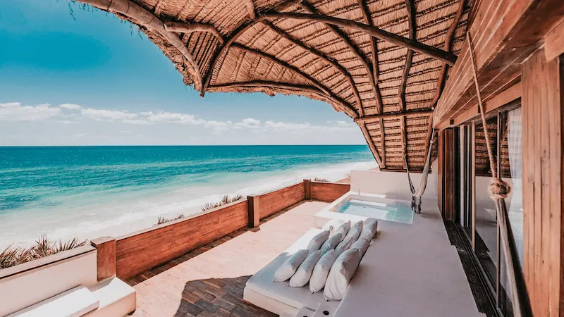 Shaded balcony looking out to sea